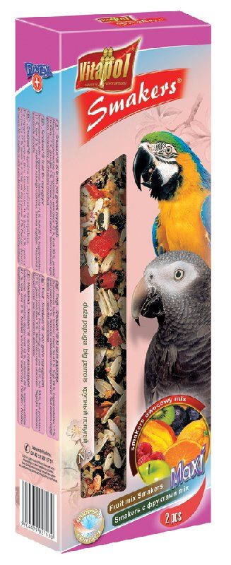 Лакомство для крупных попугаев Vitapol Smakers с фруктами Mix 450 г.
