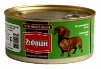 Консервы для собак Четвероногий ГУРМАН Готовый обед говядина с гречкой 0,325 кг.